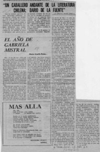 "Un caballero andante en la literatura chilena", Darío de la Fuente  [artículo] Miguel Angel Díaz A.