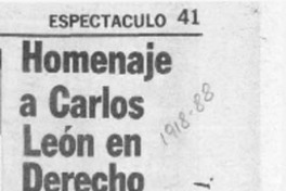Homenaje a Carlos León en Derecho de la UV  [artículo].