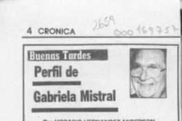 Perfil de Gabriela Mistral  [artículo] Horacio Hernández Anderson.
