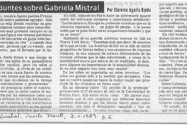Algunos apuntes sobre Gabriela Mistral  [artículo] Etelvino Aguila Ojeda.