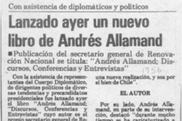 Lanzado ayer un nuevo libro de Andrés Allamand  [artículo].