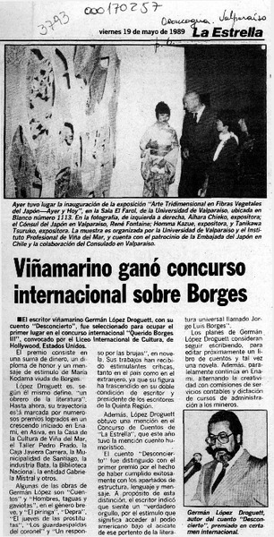 Viñamarino ganó concurso internacional sobre Borges  [artículo].