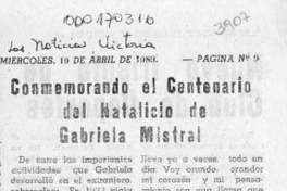 Conmemorando el centenario del natalicio de Gabriela Mistral  [artículo].