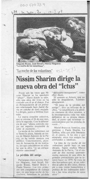 Nissim Sharim dirige la nueva obra del "Ictus"  [artículo].