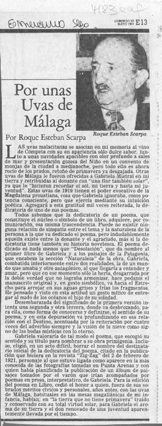 Por unas uvas de Málaga  [artículo] Roque Esteban Scarpa.