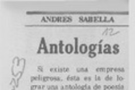 Antologías  [artículo] Andrés Sabella.
