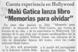 Malú Gatica lanza libro "Memorias para olvidar"