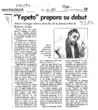 "Yepeto" prepara su debut