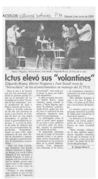 Ictus elevó sus "volantines"  [artículo] Carmen Mera O.