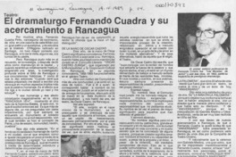 El dramaturgo Fernando Cuadra y su acercamiento a Rancagua  [artículo] Gilda González V.