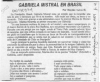 Gabriela Mistral en Brasil  [artículo] Haydée Leiva H.