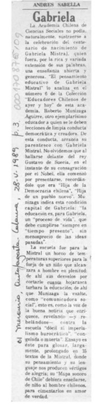 Gabriela  [artículo] Andrés Sabella.