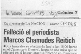 Falleció el periodista Marcos Chamudes Reitich  [artículo].