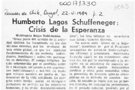 Humberto Lagos Schuffeneger, "Crisis de la esperanza"  [artículo] Wellington Rojas Valdebenito.