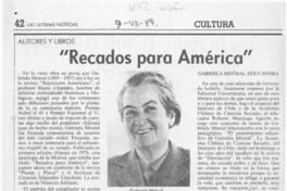 "Recados para América"  [artículo] Filebo.