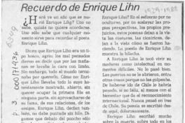 Recuerdo de Enrique Lihn  [artículo] Andrés Gallardo.