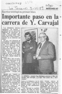 Importante paso en la carrera de Y. Carvajal  [artículo] Rubén Aguilera.