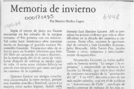 Memoria de invierno  [artículo] Marino Muñoz Lagos.