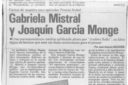 Gabriela Mistral y Joaquín García Monge  [artículo] Juan Antonio Massone.