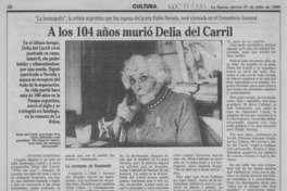 A los 104 años murió Delia del Carril