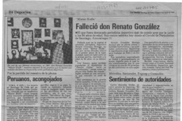 Falleció don Renato González  [artículo].