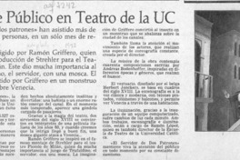 Record de público en teatro de la UC  [artículo].