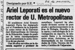 Ariel Leporati es el nuevo Rector de U. Metropolitana  [artículo].