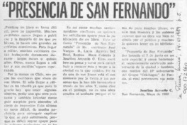 "Presencia de San Fernando"  [artículo] Josefina Acevedo C.