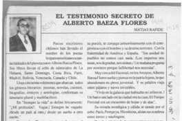 El testimonio secreto de Alberto Baeza Flores  [artículo] Matías Rafide.