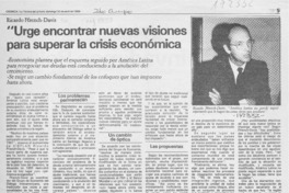 "Urge encontrar nuevas visiones para superar la crisis económica"  [artículo].