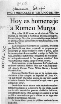 Hoy es homenaje a Romeo Murga  [artículo].