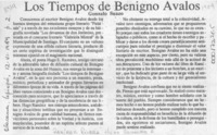 Los tiempos de Benigno Avalos  [artículo] Gonzalo Suazo.