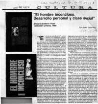 "El hombre inconcluso, desarrollo personal y clase social"  [artículo] Jaime Valdivieso.