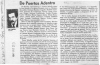 De puertas adentro  [artículo] Luis Sánchez Latorre.