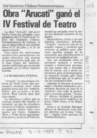Obra "Arucati" ganó el IV Festival de Teatro  [artículo].