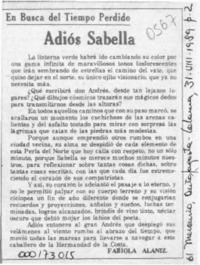 Adiós Sabella  [artículo] Fabiola Alaniz.
