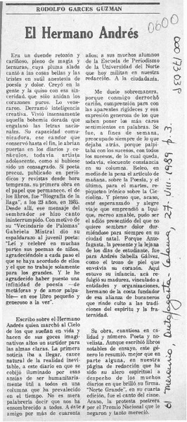 El hermano Andrés  [artículo] Rodolfo Garcés Guzmán.