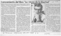 Lanzamiento del libro "La causa de la libertad"  [artículo] Luciano Figueroa C.
