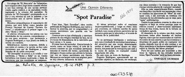 "Spot Paradise"  [artículo] Enrique Skinner.