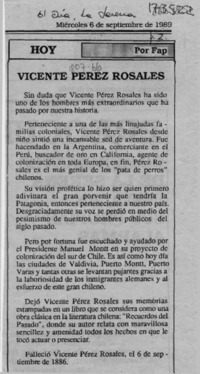 Vicente Pérez Rosales  [artículo] Fap.