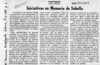 Iniciativas en memoria de Sabella  [artículo] Juan Bruce.