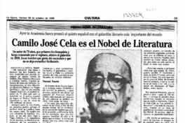 Camilo José Cela es el Nobel de Literatura  [artículo].