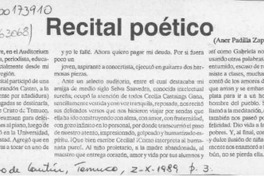 Recital poético  [artículo] Aner Padilla Zapata.