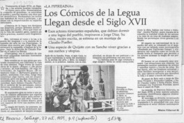 Los cómicos de la legua llegan desde el siglo XVII  [artículo] Mónica Villarroel M.