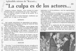 "La Culpa es de los actores -- "  [artículo].