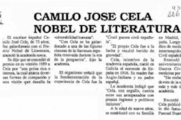Camilo José Cela Nobel de Literatura  [artículo].
