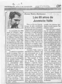Los 89 años de Juvencio Valle  [artículo] Ronnie Muñoz Martineaux.
