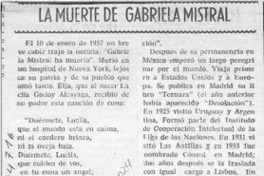 La Muerte de Gabriela Mistral.