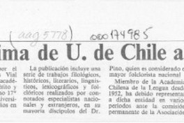 Distinción Máxima de U. de Chile a Dr. Pino  [artículo].