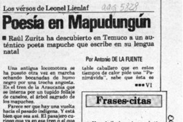 Poesía en Mapudungún  [artículo] Antonio de la Fuente.